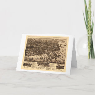 Cartão Pensacola, FL Panoramic Map - 1885