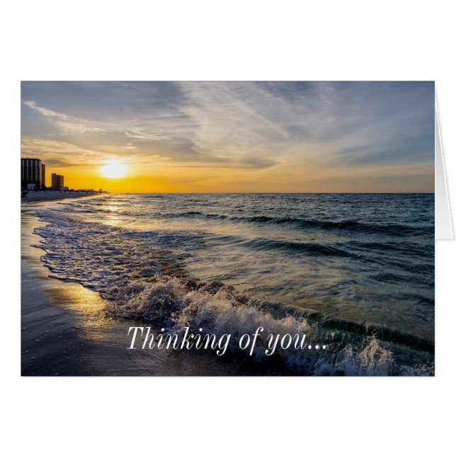 Cartão Pensacola Ondas Salpicantes Pensando Em Você (Frente horizontal)