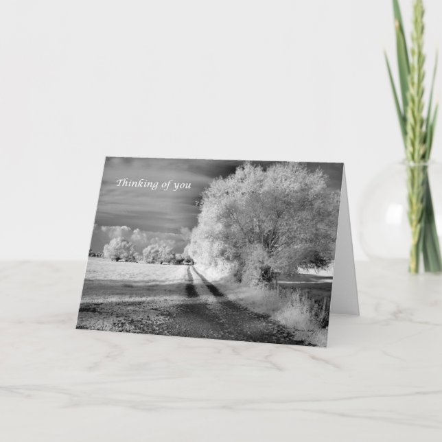 Cartão Pensamento de você através da árvore e do campo (Frente)