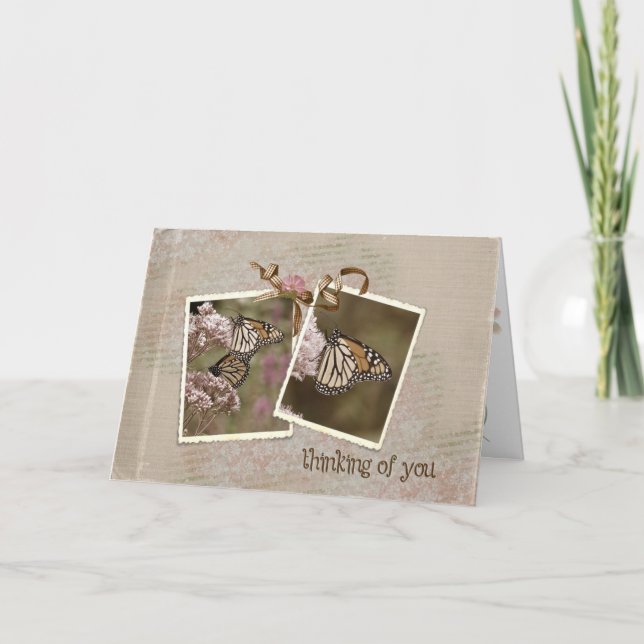 Cartão Pensamento de você borboletas (Frente)