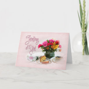 CARTÃO PENSAMENTO - DELICADO - FLORAL/CAFÉ