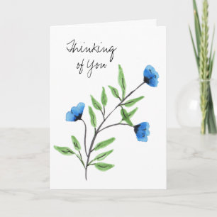 Cartão Pensamento Floral Azul de Aquarela de Você