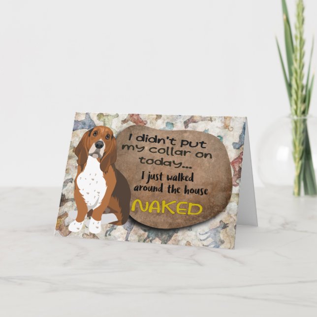 Cartão Pensamento hilário do seu aniversário de Basset Ho (Frente)