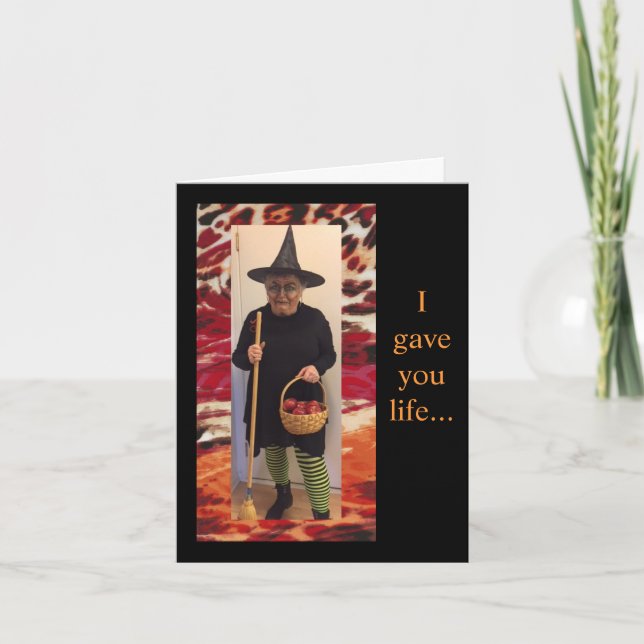 Cartão Pensamento Humorístico para o Halloween (Frente)