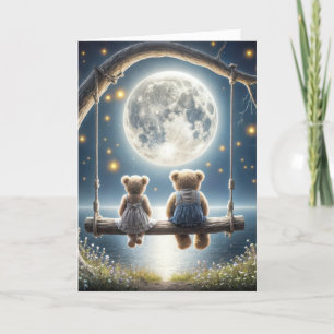 Cartão Pensando em seus ursos de pelúcia em um balanço