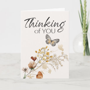 Cartão Pensando em si Placa Floral Botânica Minúscula Vin