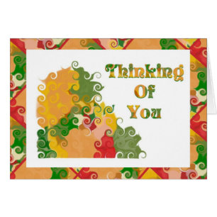 Cartão Pensando Em Sua Caiu Da Placa De Swirls De Cor