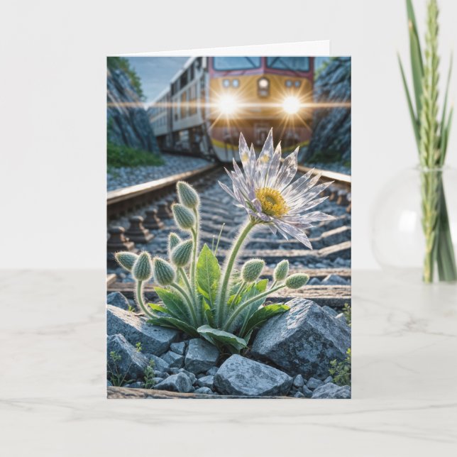 Cartão Pensando em sua flor de vidro (Frente)