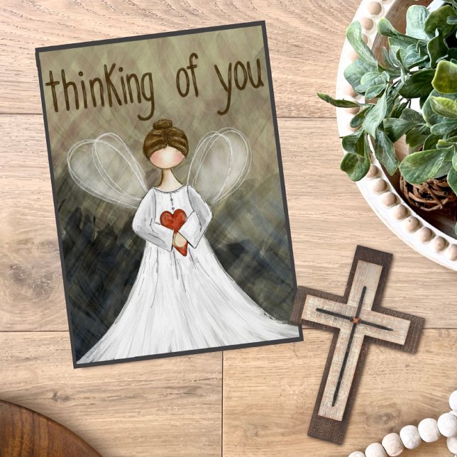 Cartão Pensando em você Angel Simpatia Perda Inspirividad (Criador carregado)