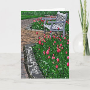 CARTÃO "PENSANDO EM VOCÊ"/APANHE NO PARQUE COM TULIPS DE