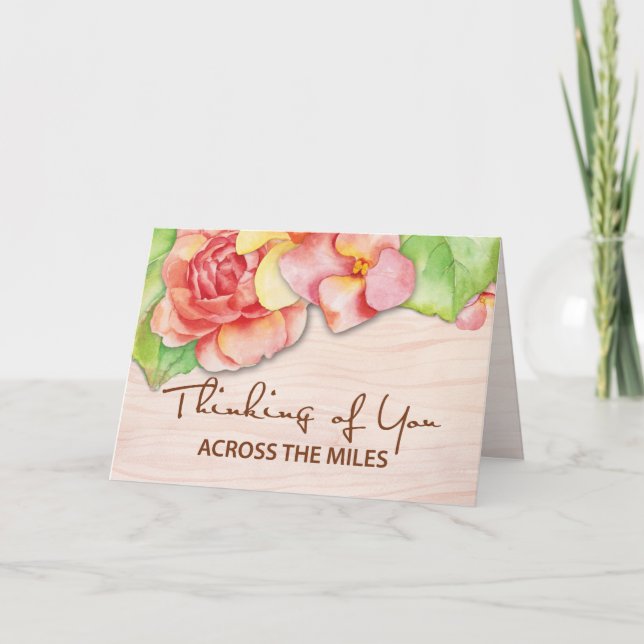 Cartão Pensando em você através das flores de Rosa de Mil (Frente)