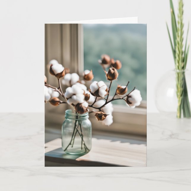 Cartão Pensando em você Buquê de algodão (Frente)