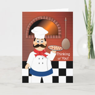 Cartão Pensando em você Chef italiano cozinhando pizza qu
