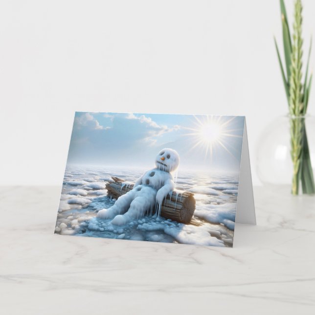 Cartão Pensando em você derretendo Snowman (Frente)