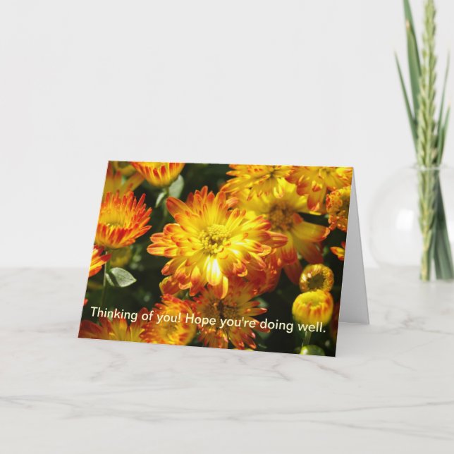 Cartão Pensando em você! Espero que esteja indo bem. (Frente)