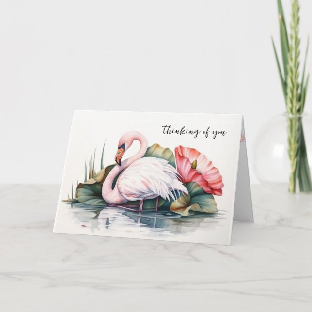 Cartão Pensando em você Flamingo (Frente)