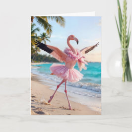 Cartão Pensando em Você Flamingo Em uma Tutu Rosa