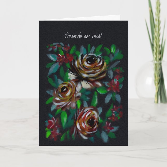 Cartão Pensando em Você Floral Sympathy Portuguese  (Frente)