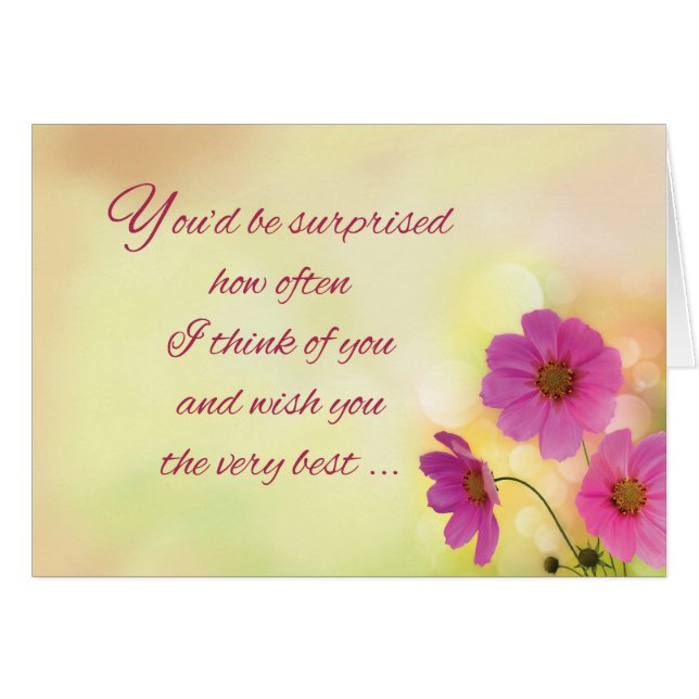 Cartão Pensando Em Você Flores Rosa (Frente Horizontal)