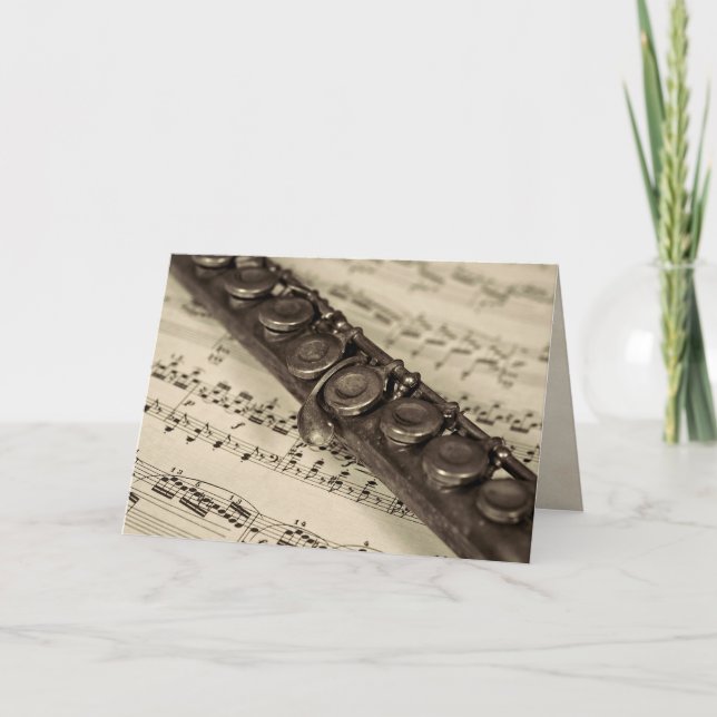 Cartão pensando em você flute na música (Frente)