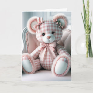 Cartão Pensando em você Gingham Teddy Bear