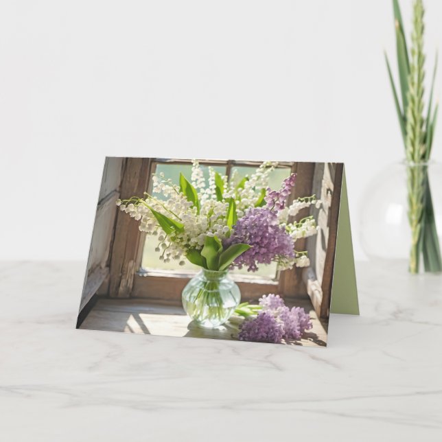 Cartão Pensando em você Lily do Vale e Lilacs (Frente)