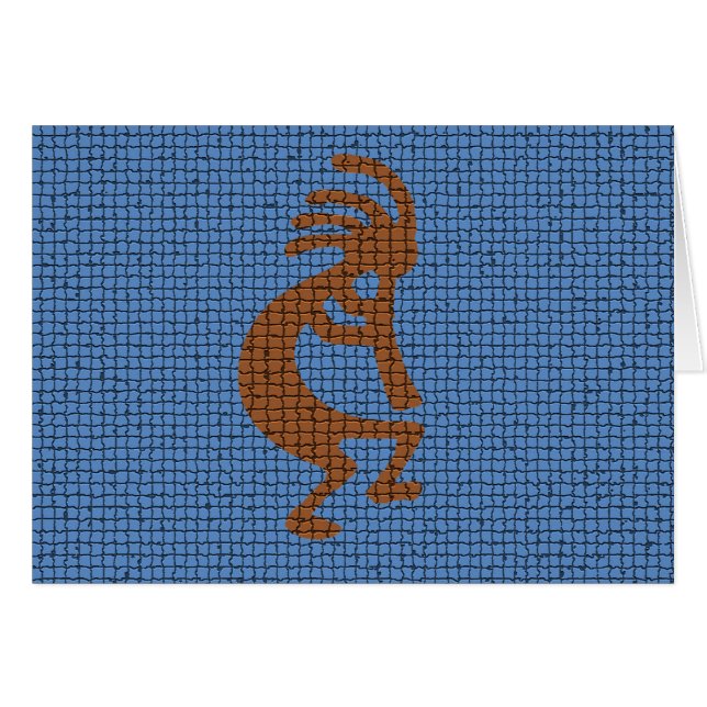 Cartão Pensando em você Mosaico Fluto Kokopelli Tradicion (Frente Horizontal)