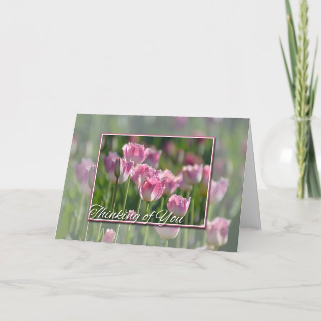 Cartão Pensando em você Tulipas Rosa (Frente)