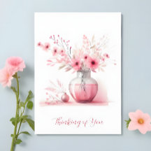 Pensando em Você Vaso Rosa e Flores de Condolência