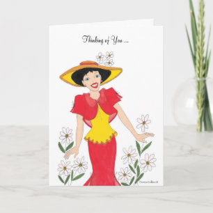 Cartão Pensando em você Vermelho e Amarelo