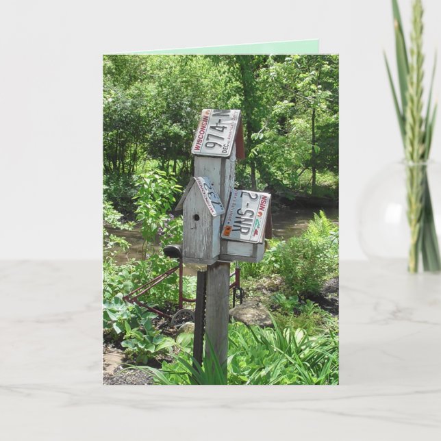 Cartão Pensando Em Você Vintage Birdhouses (Frente)
