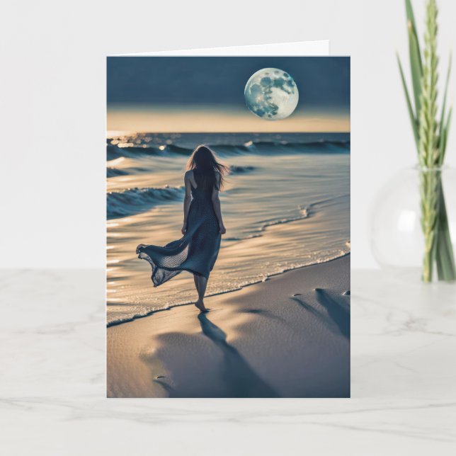 Cartão Pensando na sua praia caminhando (Frente)