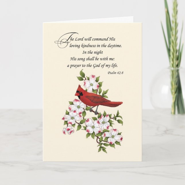 Cartão Pensando Religiosamente em seu Cardeal sobre Cacho (Frente)