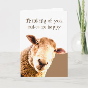 Cartão Pensar em você me faz sorrir de uma estranha ovelh