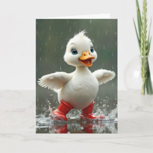 Cartão Pense em Você Patinho na Chuva