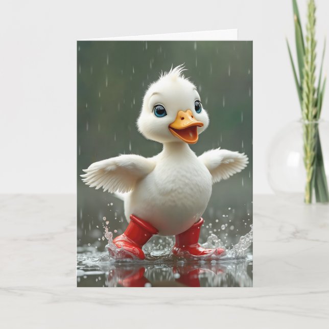 Cartão Pense em Você Patinho na Chuva (Frente)