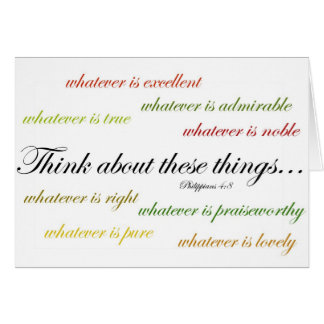 Cartão Pense sobre tais coisas… 4:8 dos Philippians