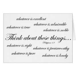 Cartão Pense sobre tais coisas. 4:8 dos Philippians