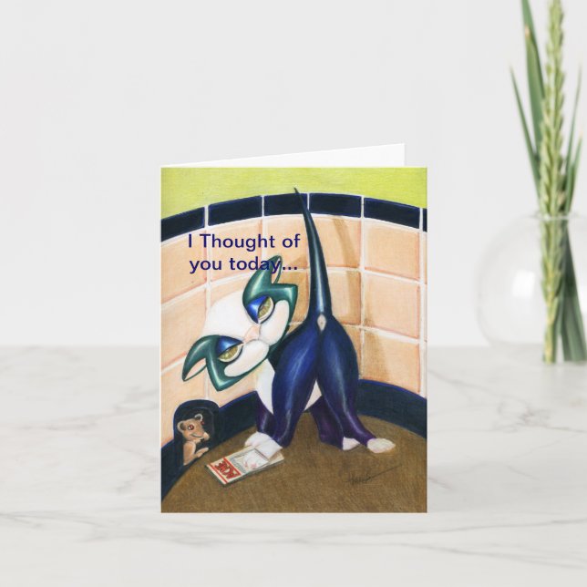 Cartão Pensei em você hoje, bilhete de nota, por Alma Lee (Frente)