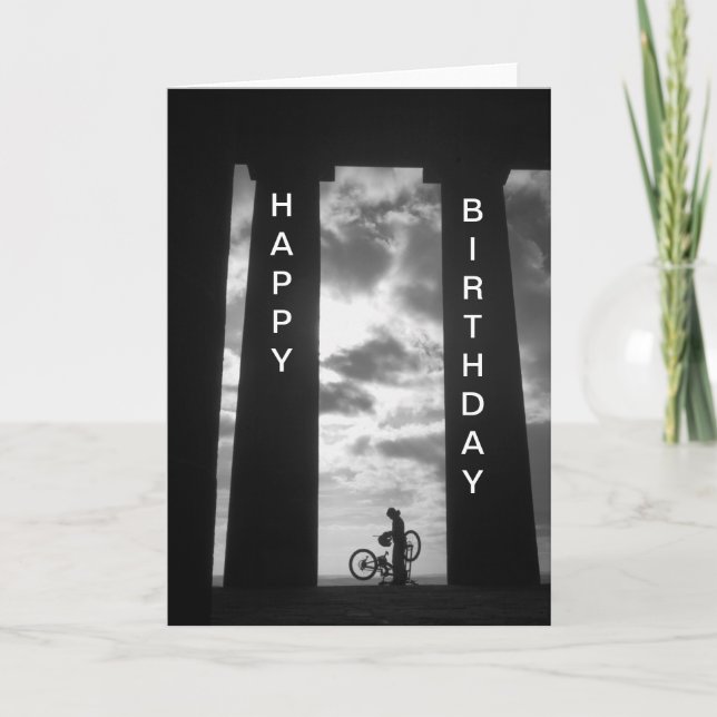 Cartão Penshaw Monument with Biker Birthday Card (Frente)