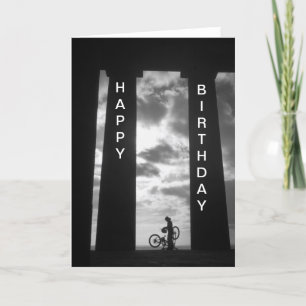 Cartão Penshaw Monument with Biker Birthday Card