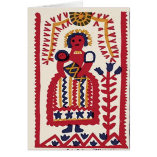 Cartão Pensilvânia Dutch Folk Art Madonna