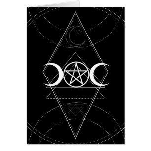 Cartão Pentagrama de geometria da lua tripla Wicca Aniver