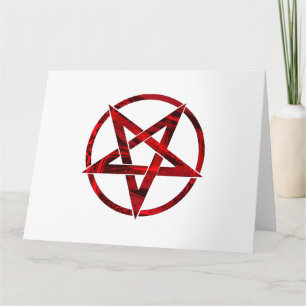 Cartão Pentagrama do diabo vermelho