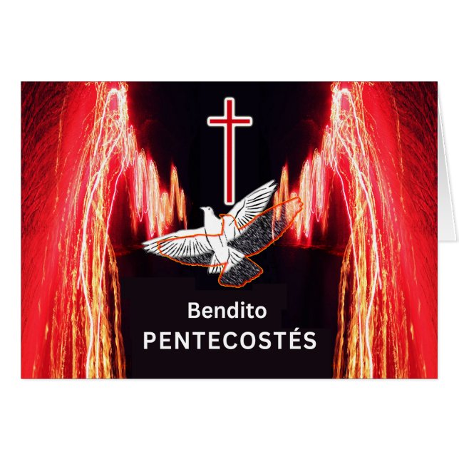 Cartão Pentecostés Dove espanhol (Frente Horizontal)