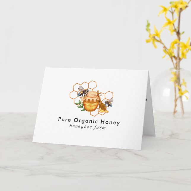 Cartão Pentes de mel de aquarela moderna com abelhas dobr (Flor Amarela)