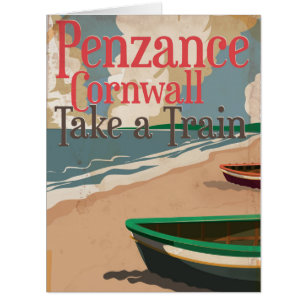 Cartão Penzance, poster de viagens da locomotiva do