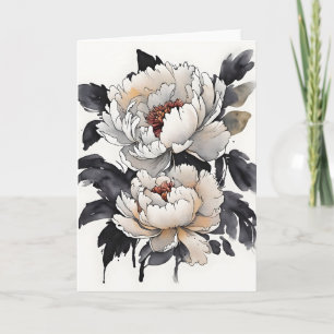 Cartão Peônia - Flores de aquarela