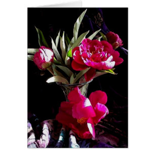Cartão Peônias vermelhas sedutores