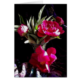 Cartão Peônias vermelhas sedutores